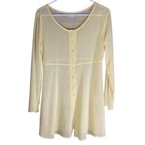 United Colors Of Benetton Yellow Button-Up Sheer Top size 42 size 11 U.S